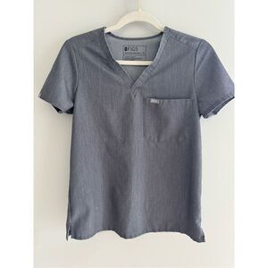 FIGS Catarina Gray Scrub Top, One Pocket, Women’s Size XS